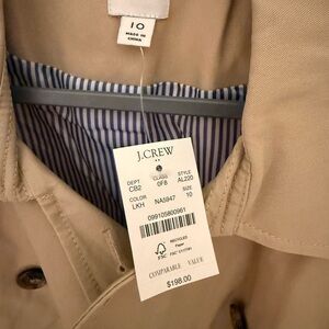 J. Crew Beige Trench Coat with Striped Lining